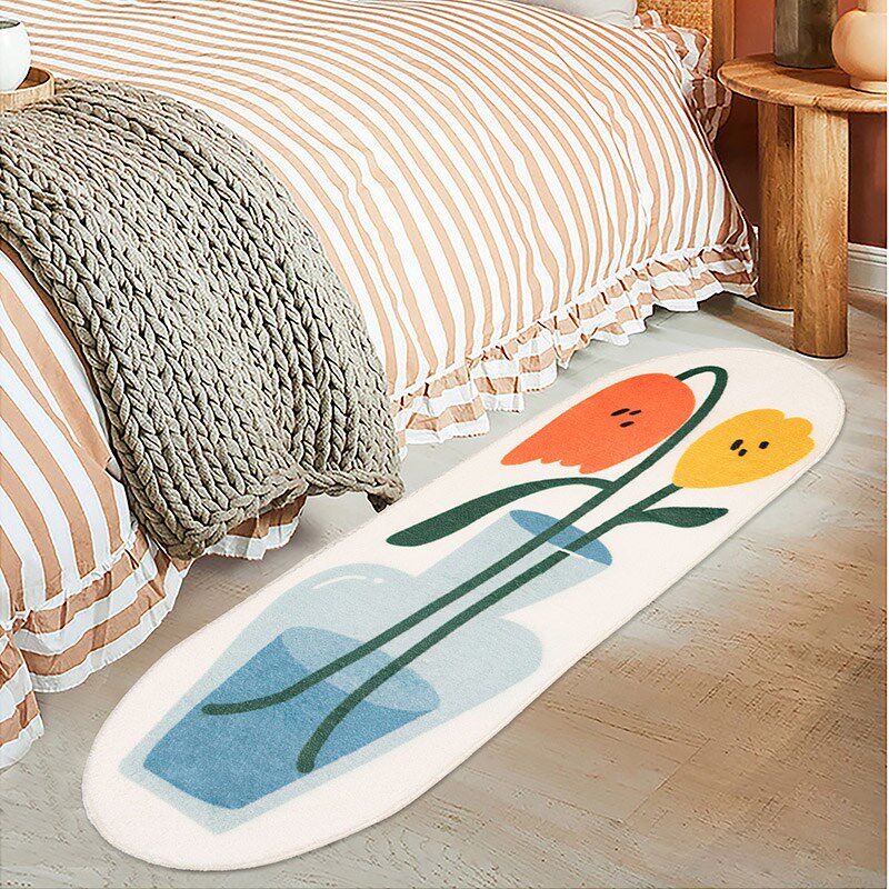 网红床边毯卧室长条小花床边毯家用少女可爱房间沙发地垫防滑耐脏,淘宝优惠券,粉丝福利购,淘宝优惠卷