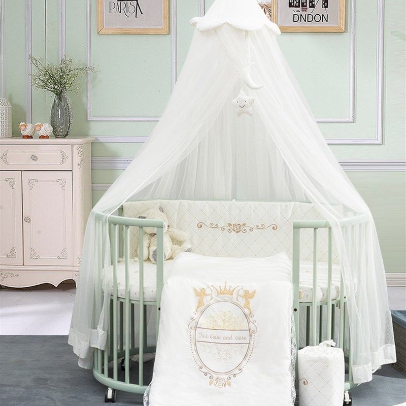 婴儿床防撞床围夏宝宝纯棉椭圆床品全棉透气套件四季款可拆洗定制,淘宝优惠券,粉丝福利购,淘宝优惠卷