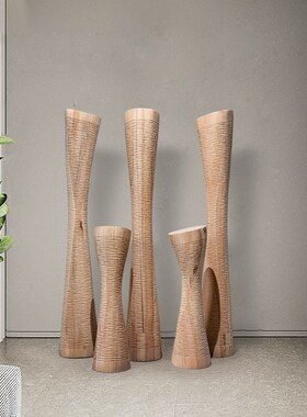 境泉现代木雕工艺品门店橱窗落地摆件酒店样板间玄关装饰艺术装置