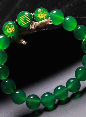 五行缺木补木喜用木手链天然绿玉髓水晶手串青龙补木风雷益卦男女