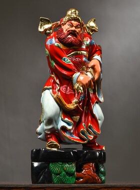 彩绘实木雕刻天师福神钟馗神像新家居客厅店铺装饰工艺品