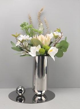 现代不锈钢花瓶摆件客厅插花饰品酒店样板间家居玄关餐厅桌面软装