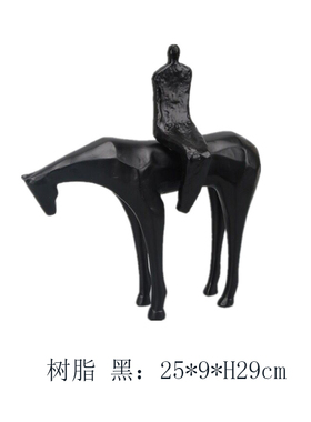 新中式动物骏马人物摆件样板房间售楼处酒店客厅玄关博古架装饰品