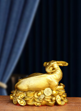 铜牛摆件纯铜生肖牛家居玄关大号金钱卧牛办公室桌面聚宝盆财字牛