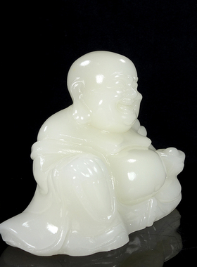 天然玉弥勒佛佛像大肚笑佛汉白玉石客厅玄关乔迁开业送礼店铺摆件
