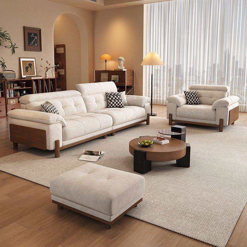 森彧奶油中古风实木枫颂布艺沙发小户型客厅简约雪尼尔可拆洗沙发,淘宝优惠券,粉丝福利购,淘宝优惠卷