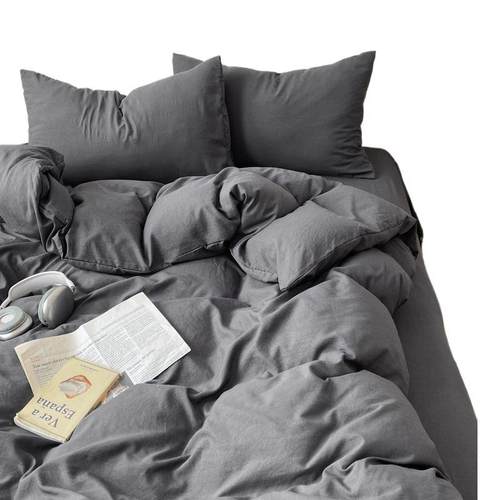 a类超柔软水洗棉被套床单四件套纯色学生床上三件套四季A类母婴级 - 图3