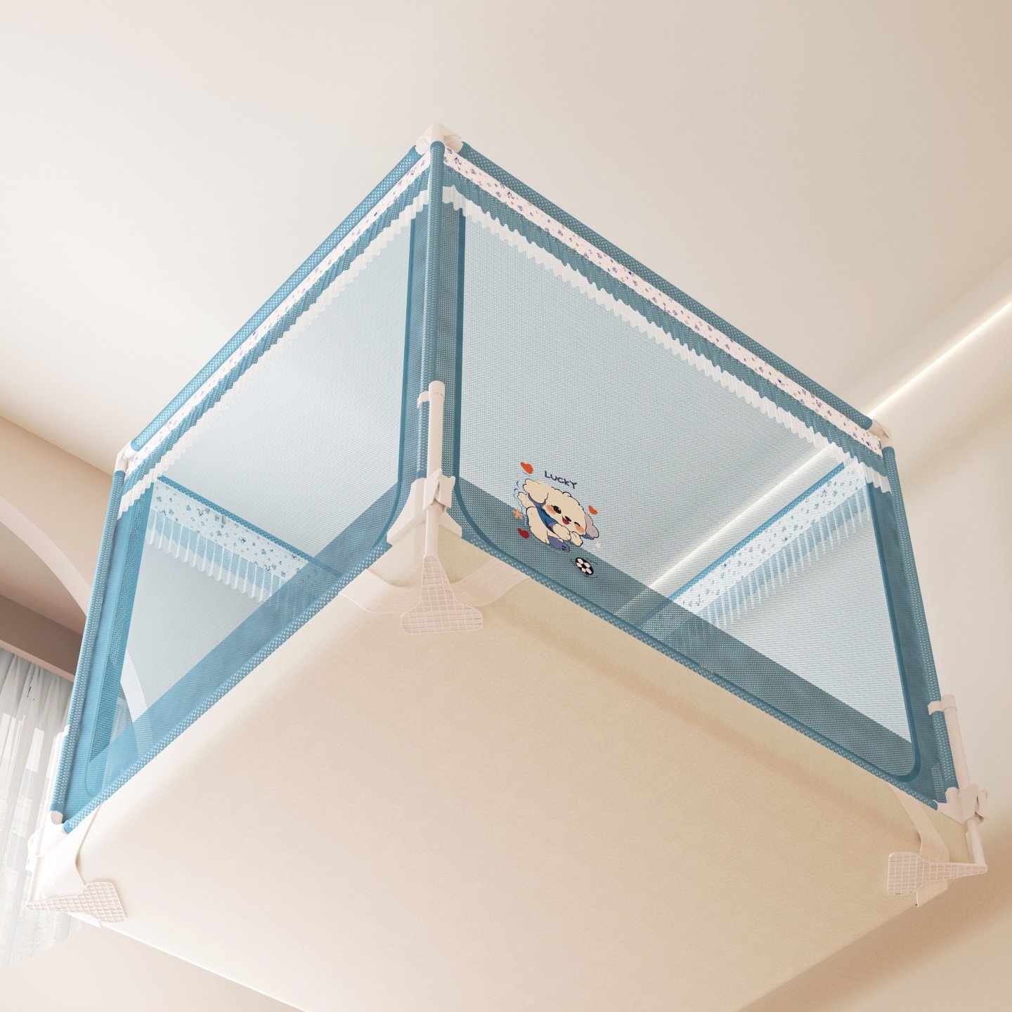 2025新款A类婴儿防摔蚊帐家用卧室儿童纹帐围栏二合一全底防掉床,淘宝优惠券,粉丝福利购,淘宝优惠卷