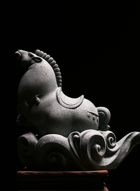 青砂石中式马到成功精品马摆件茶宠居家办公室水族造景鱼缸装饰品