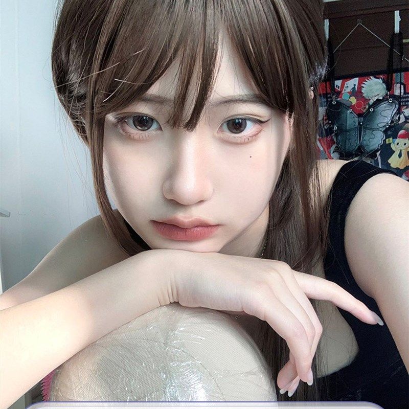 假发女日常网红长直发lolita自然齐刘海水母头新款逼真jk全头套式,淘宝优惠券,粉丝福利购,淘宝优惠卷