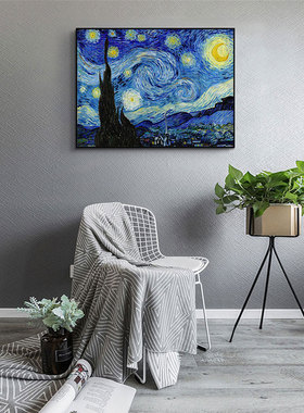 星月夜梵饰画名画客厅挂画酒店壁画书房星空墙画