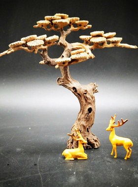 热卖创意树脂动物小鹿奇石假山盆景鱼缸沙盘枯山水微景观装饰