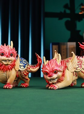 铜欣祥百福貔貅一对吉祥喜庆瑞兽家居玄关办公室开业商务礼品摆件