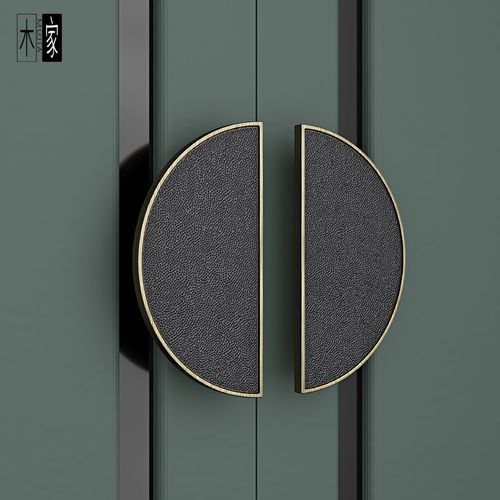 中式简约半圆形玻璃门拉手酒店包厢古铜单双开门实木门定制门把手 - 图1