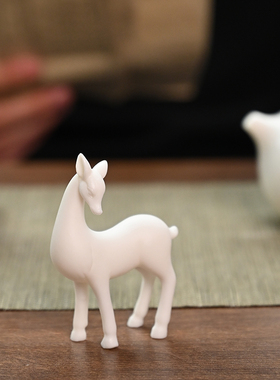 创意陶瓷迷你小号动物小鹿盆景园艺微景观装饰白瓷桌面客厅小摆件