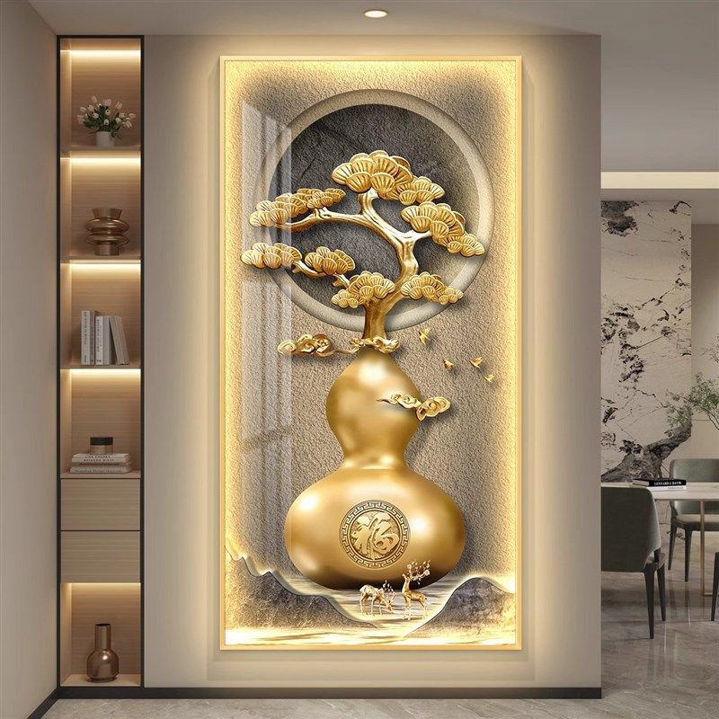 ld带灯葫芦入户玄关装饰画走廊尽头壁画现代高级感新款挂画,淘宝优惠券,粉丝福利购,淘宝优惠卷