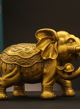 特大号铜大象黄铜玄关财位大象桌面摆件一对铜象客厅吸水象工艺品