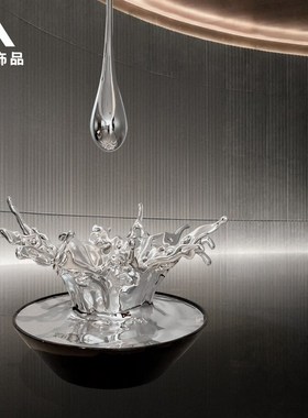 售楼处酒店大堂商场抽象吊装水滴雕塑挂饰玻璃钢创意葫芦水花装饰