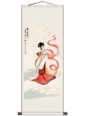 抚琴仕女作画仕女杨贵妃王昭君条幅物挂画美女卷轴画影楼装饰画