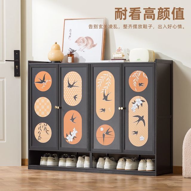 Medium style shoe cabinet household doorway multi-story entrance entrance hall integrated wall dustproof shoe rack storage cabinet