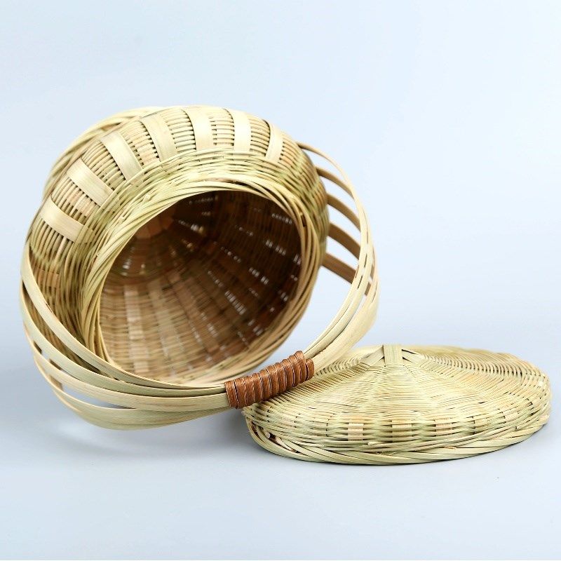 手工竹编提篮带盖竹篮点心饭篮户外野餐大号小号水果收纳篮拜神篮,淘宝优惠券,粉丝福利购,淘宝优惠卷