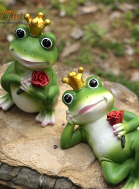 庭院花园幼儿园酒店民宿卡通动物青蛙玫瑰款装饰落地花盆户外摆件