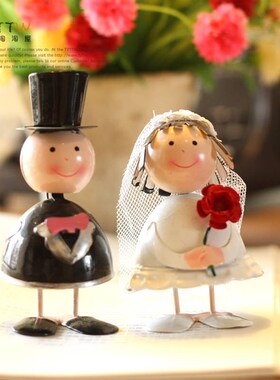 步入礼堂 婚庆 铁皮娃娃 创意 结婚 小摆设 高9cm左右