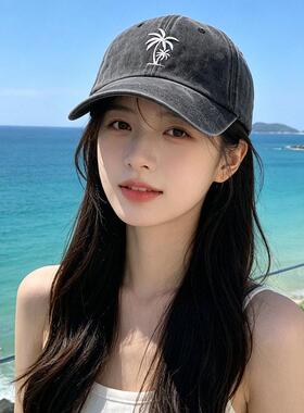复古宽檐帽子女夏季大头围显脸小遮阳帽防晒帽鸭舌帽棒球帽百搭潮