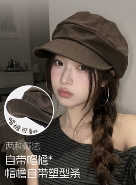 显脸小适合方圆脸褶皱云朵贝雷帽女秋季画家帽防晒帽子八角报童帽