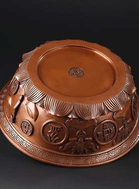 大仕缘 紫铜仿古聚宝盆工艺品家居招财摆件仿古乔迁开业礼品