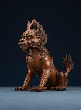 铜欣祥 紫铜瑞兽獬豸摆件家居门厅装饰品摆设办公室开业礼品摆件