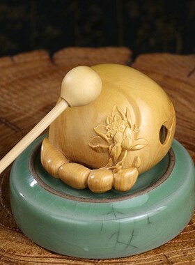 小叶黄杨木雕随身携带木鱼手把件实木打击乐器佛系念经法器小摆件