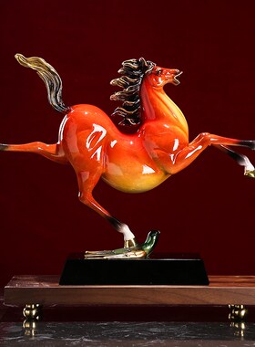 黄铜马摆件马踏飞燕骏马客厅电视柜玄关书房酒柜装饰开业乔迁送礼