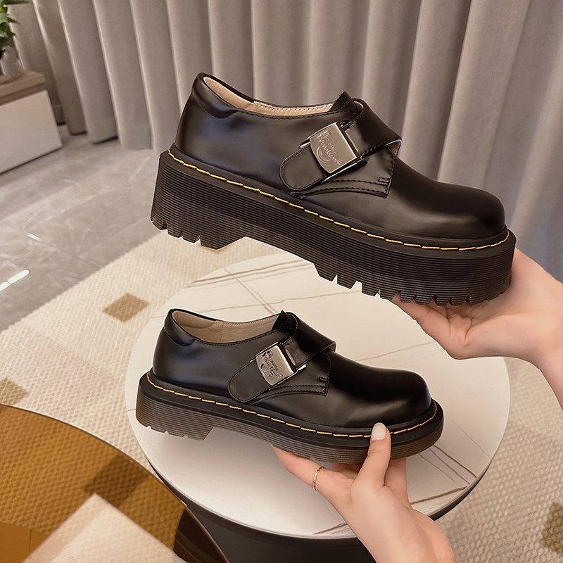 fenimore黑色厚底乐福鞋女2024新款马丁增高百搭单鞋英伦风小皮鞋,淘宝优惠券,粉丝福利购,淘宝优惠卷