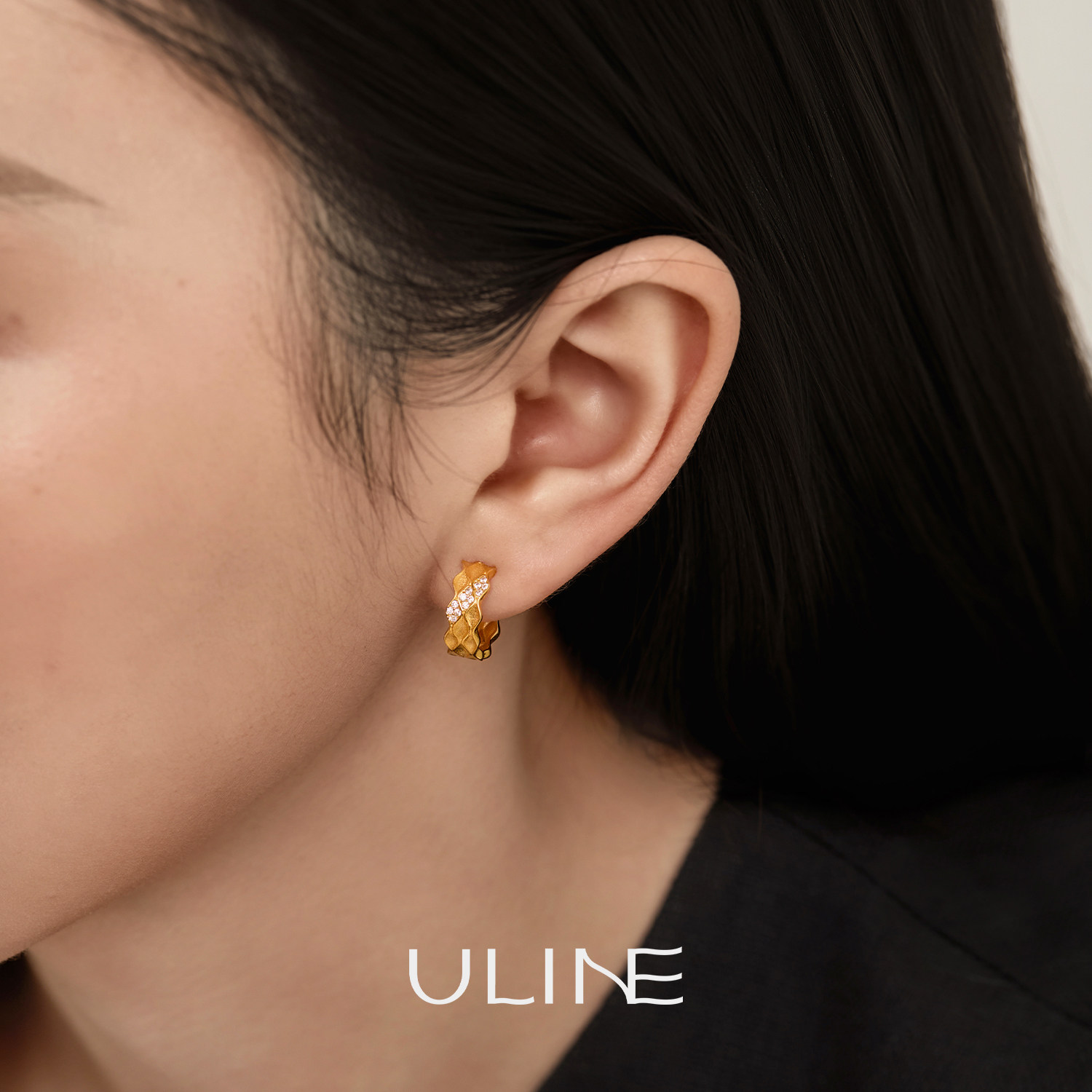 ULINE纯银耳钉925银圆圈耳环轻奢高级感耳坠秋冬金色简约通勤耳饰,淘宝优惠券,粉丝福利购,淘宝优惠卷