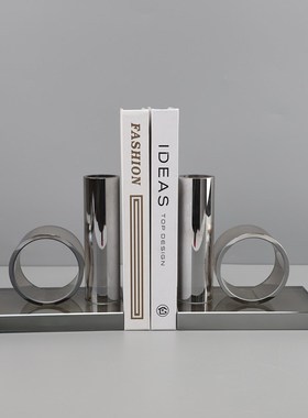 北欧简约轻奢烟灰水晶书档摆件样板间家居电视Q柜酒柜书房桌面装