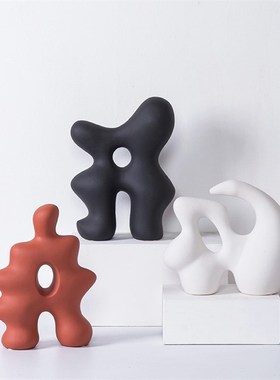 现代艺术不规则假山摆件样板房A售楼部前台装饰品创意几何形状摆