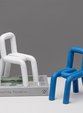 简约现代北欧抽象小凳子摆件软装样板F间售楼部几何线条椅子装饰