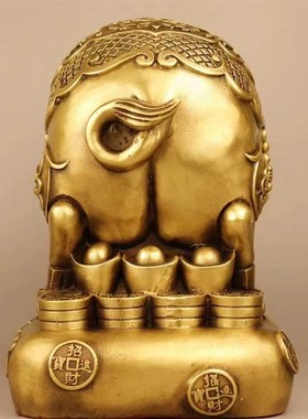 纯铜猪摆件铜存钱罐猪招财猪客厅玄关酒柜乔迁新T居装饰工艺品大