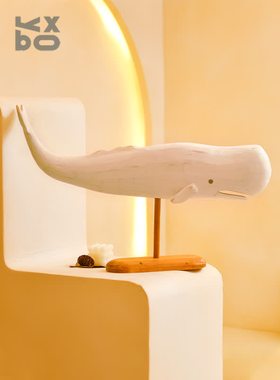 YBOX洋盒子纯白现代鲨鱼摆件原木材质个性简约装饰客厅书房摆设