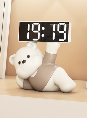 奶油风时钟闹钟客厅电视柜摆件桌面摆放钟表台式装饰品创意电子钟