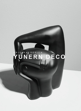 创意简约歪头人像雕塑摆件现代客厅玄关装饰摆设个性工艺品软装