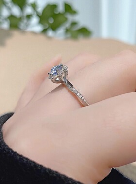 虞美人花苞钻戒女闭口S925银小众设计时尚个性结婚求婚送女友