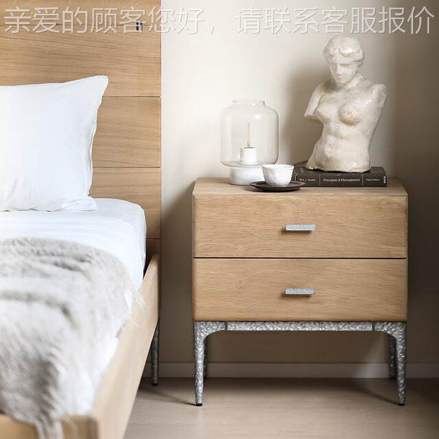Nordic Expression Bed Cabinet French White Oak Solid Wood Edge Bedside Cabinet True Color Jingfeng Bedroom-Locker Cabinet Collection