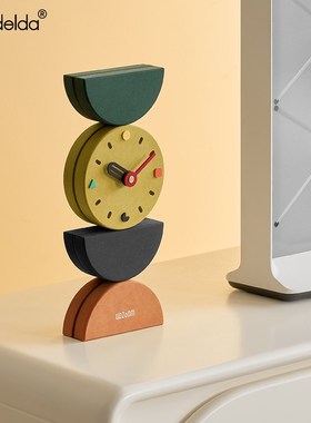 满得达家居创意时钟摆件客厅玄关入户摆放式钟表桌面艺术装饰品