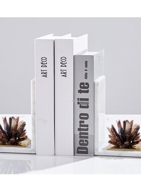 现代紫水a晶书挡书立大理石书靠办公室书房书档样板房软装饰品摆