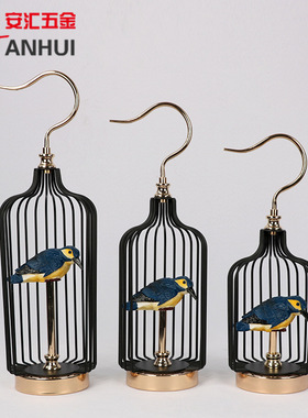 新中式品鸟笼家居北欧摆件美式样板间创意客厅玄关书房金属摆件