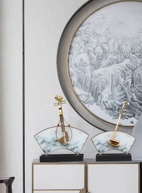 中国风琵琶二胡摆件新中式样板z间客厅装饰品玄关酒柜桌面家居饰