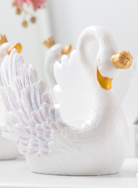 欧式交颈天鹅摆件家居客厅装饰桌面创意房间布置可爱结婚礼物摆设