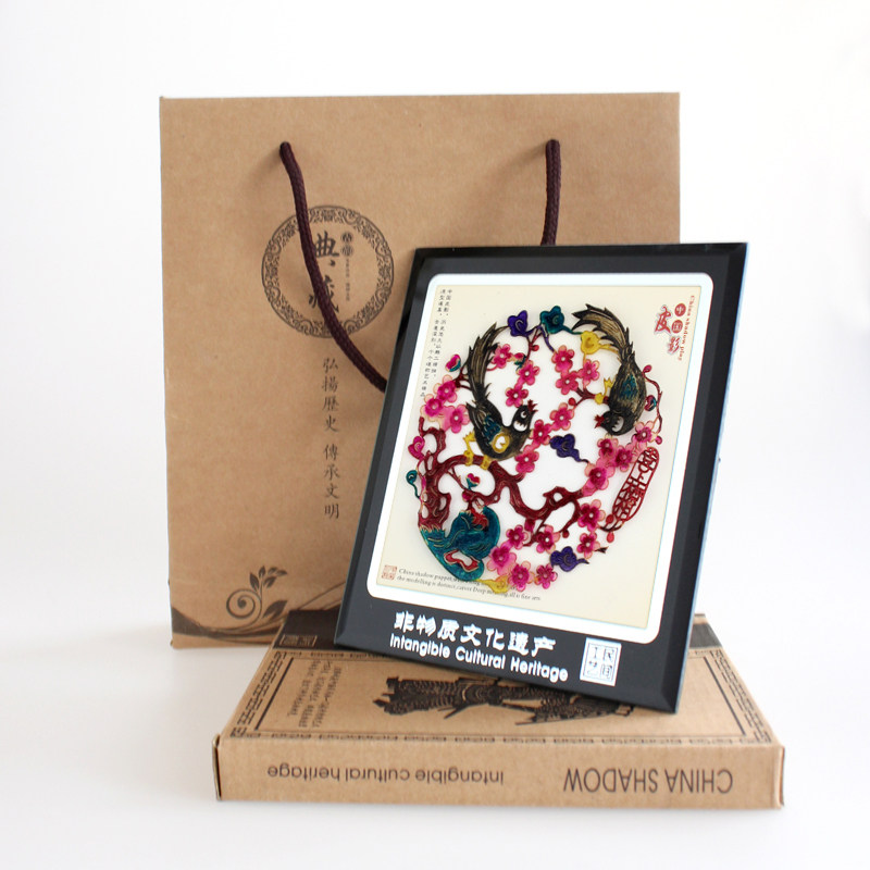 陕西西安皮影戏工艺品镜框家居摆件摆台装饰画吉祥花鸟送友人,淘宝优惠券,粉丝福利购,淘宝优惠卷